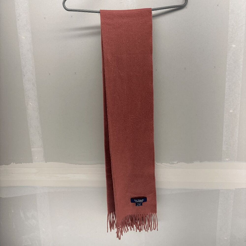 El Daws Unisex Cashmere Rectangle Fringe Scarf Salmon/Pink 60" long 13" wide